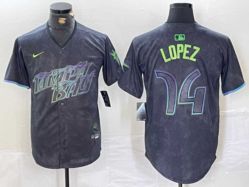 Men%27s Tampa Bay Rays #14 Jacob Lopez Charcoal 2024 City Connect Limited Cool Base Jersey->tampa bay rays->MLB Jersey